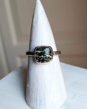 Load image into Gallery viewer, A Kathrin Jona Leopard Opal Silver Ring M with a green stone on top of a cone.
