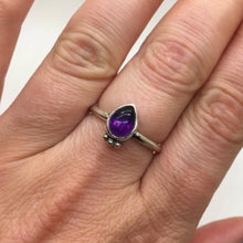 Load image into Gallery viewer, Kathrin Jona Amethyst drop stacker ring with diamonds.
