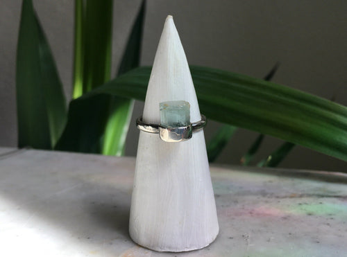 Light Blue Aquamarine ring in sterling silver by Kathrin Jona.