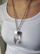 Load image into Gallery viewer, A woman wearing a Kathrin Jona Clear Quartz Point Statement Necklace.
