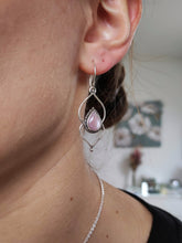 Load image into Gallery viewer, A woman wearing a pair of Kathrin Jona Pink Mother of Pearl Drop Granulation Earrings.
