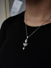 Load image into Gallery viewer, A woman is wearing a Kathrin Jona necklace with a Mother of Pearl Moonstone pendant.
