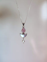Load image into Gallery viewer, A Kathrin Jona silver necklace with a pink Mother of Pearl Moonstone pendant.
