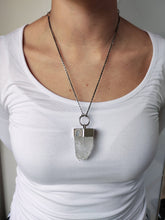 Load image into Gallery viewer, A woman wearing the Kathrin Jona Twin Point Quartz Statement Necklace.
